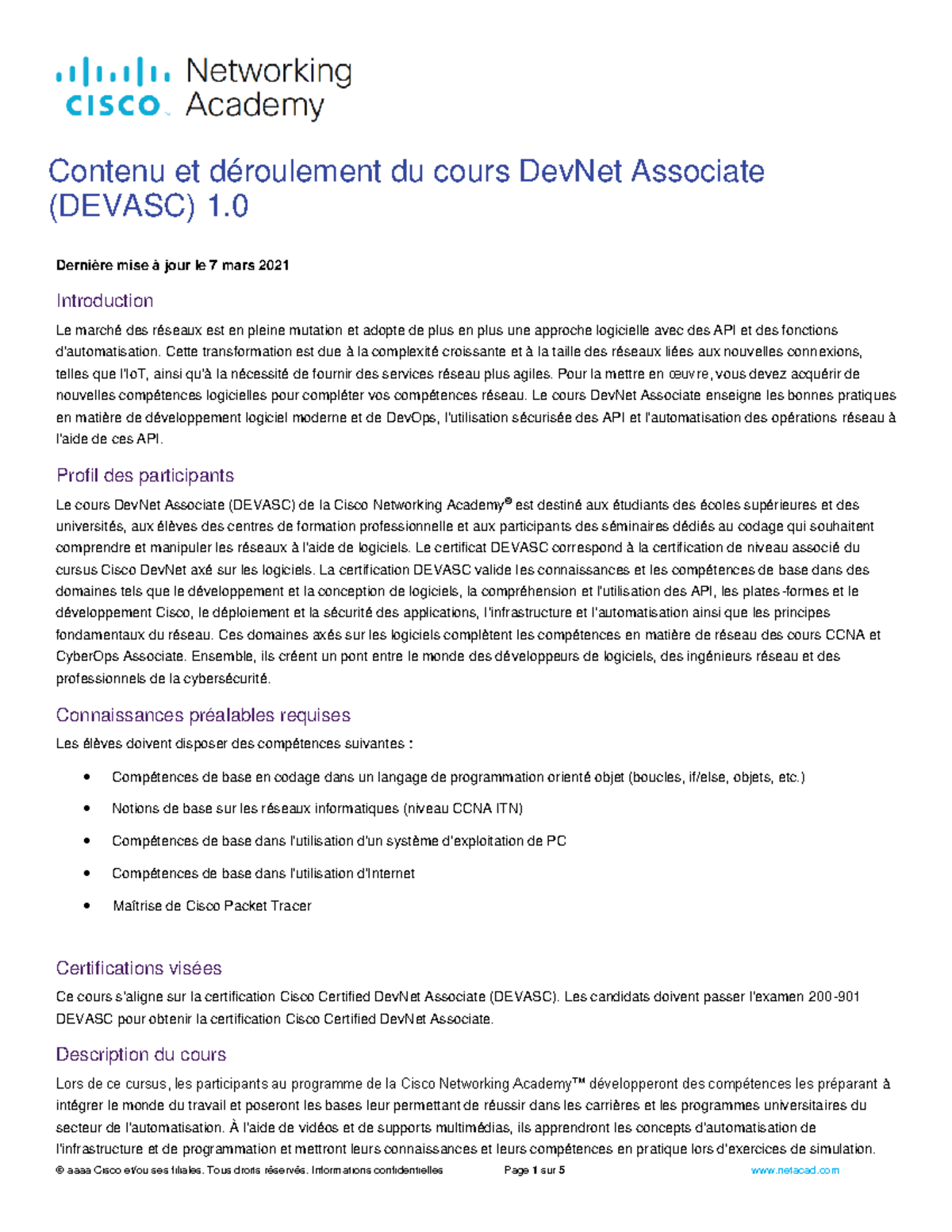French Devasc v1 Scope and Sequence - Contenu et déroulement du cours ...
