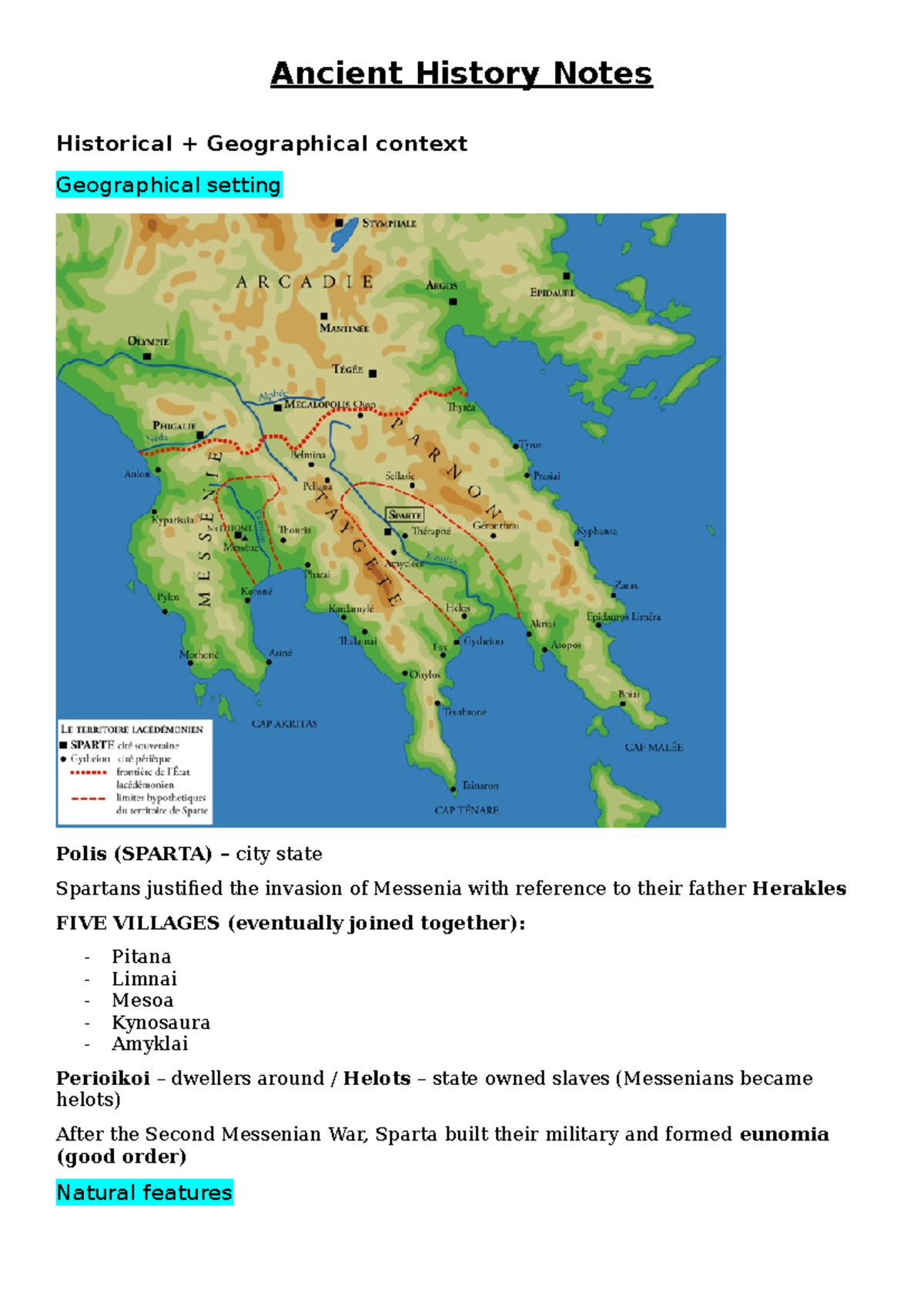 Ancient History Notes: Geographical and Political Context of Sparta ...