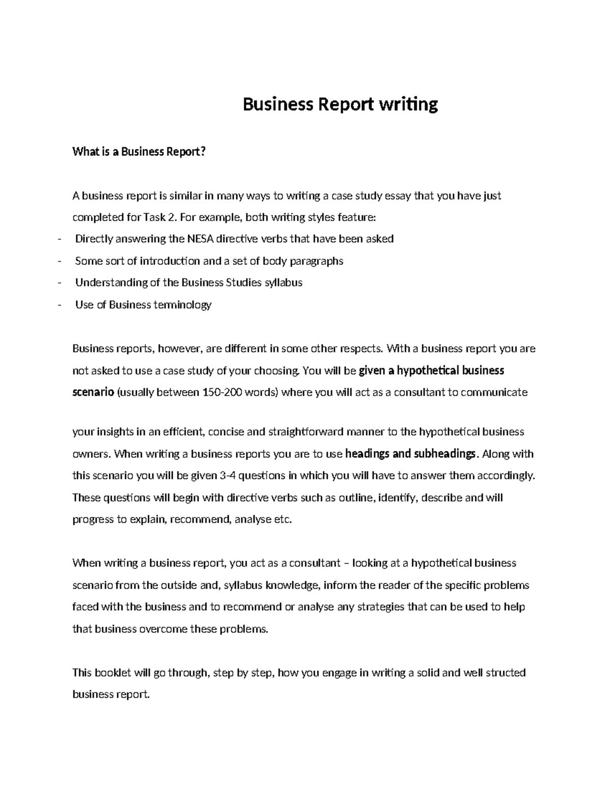 Business Report Writing Guide: Structure & Key Elements - Studocu