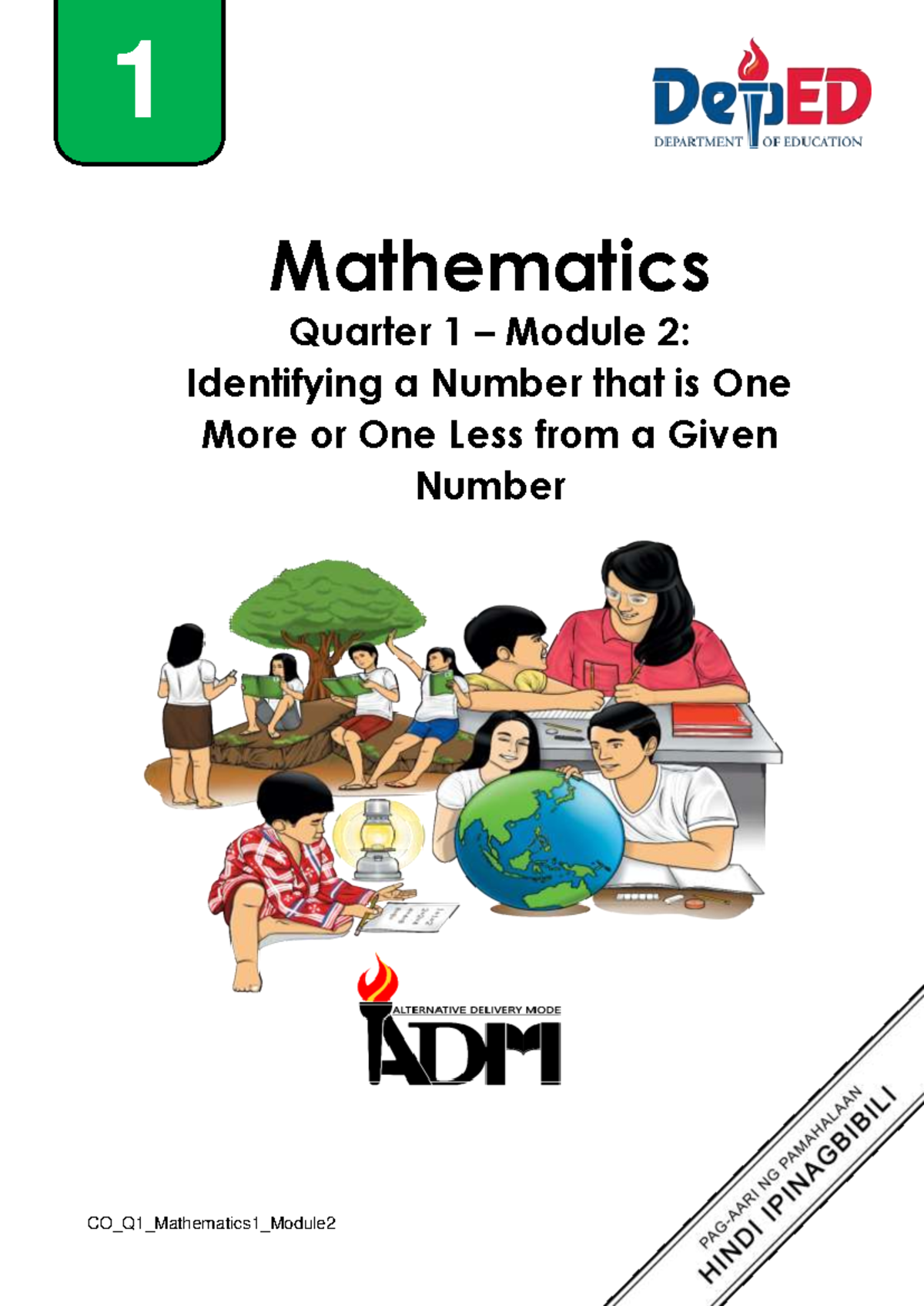 Mathematics1 Q1 M2: Identifying One More or One Less than a Given ...