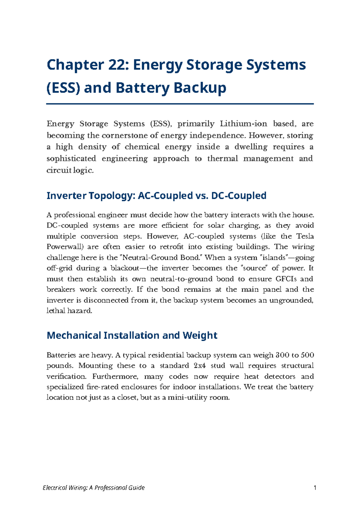 Chapter 22: Energy Storage Systems (ESS) and Battery Backup Insights ...