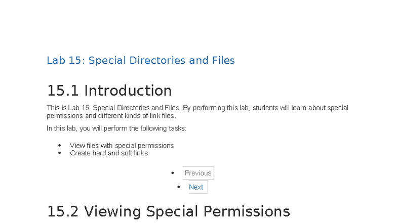 Lab 15 - Special Directories and Files - By performing this lab ...