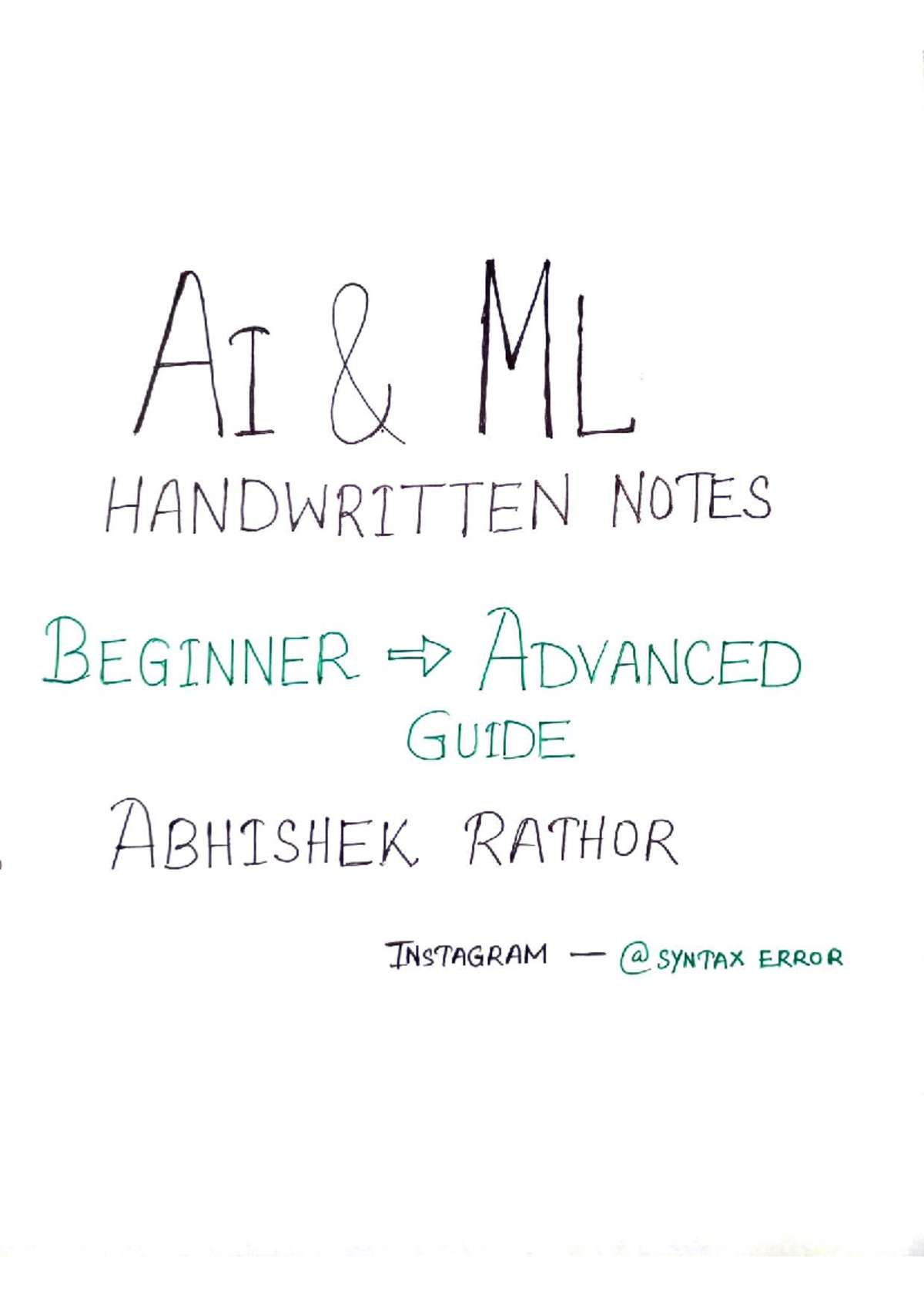 AI-ML Handwritten Notes: Beginner to Advanced Guide - Studocu