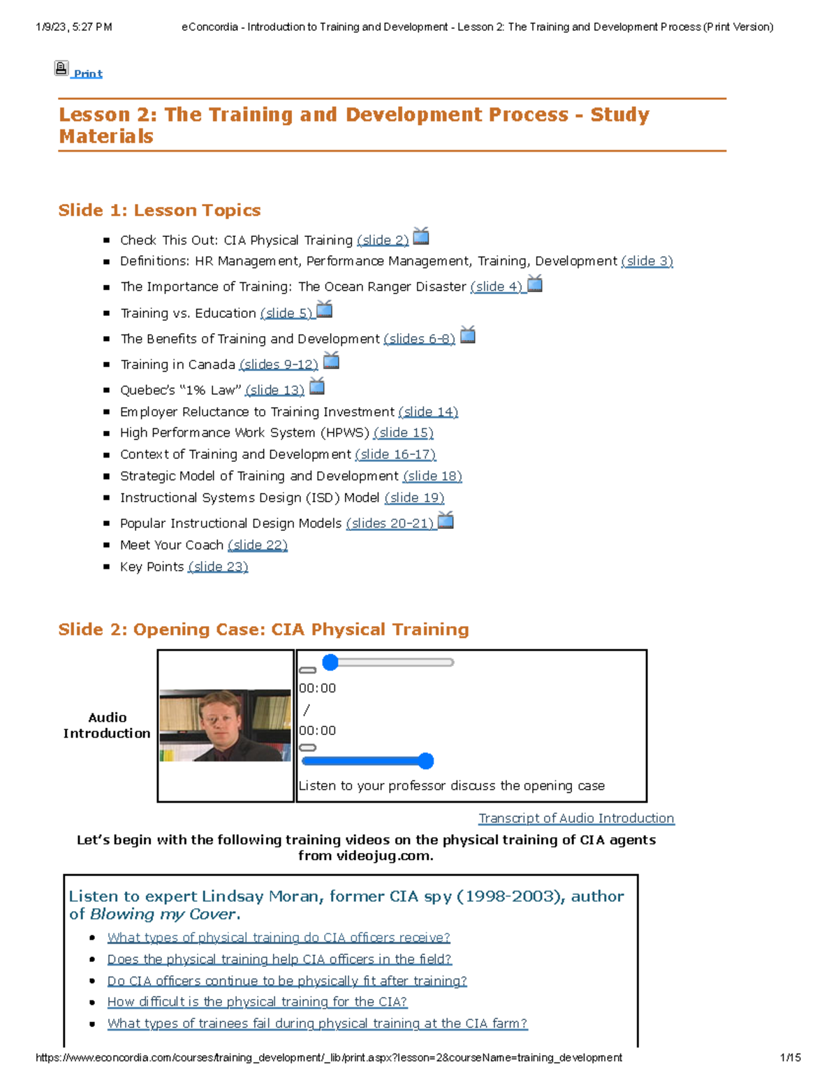 Lessons 2-5 - lesson slides - Print Lesson 2: The Training and ...