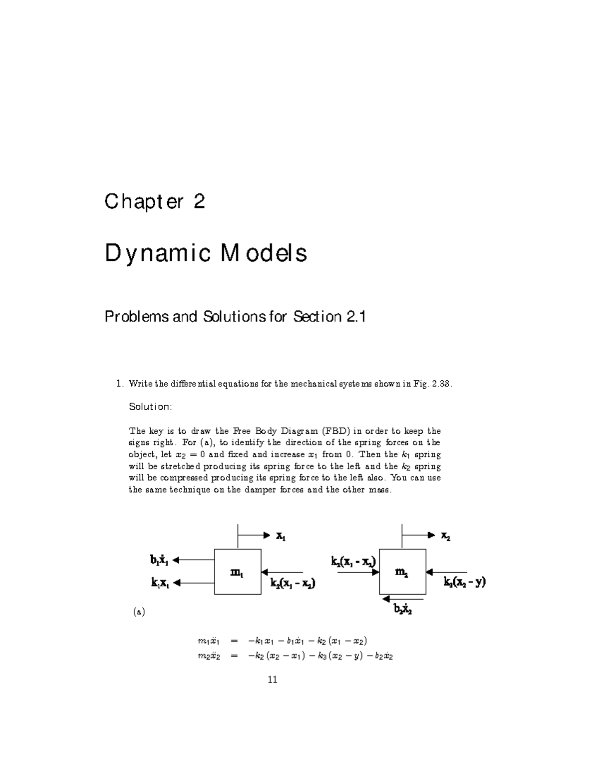 Statics and mechanics of materia - Chapter 2 Dynamic M odels Problems ...