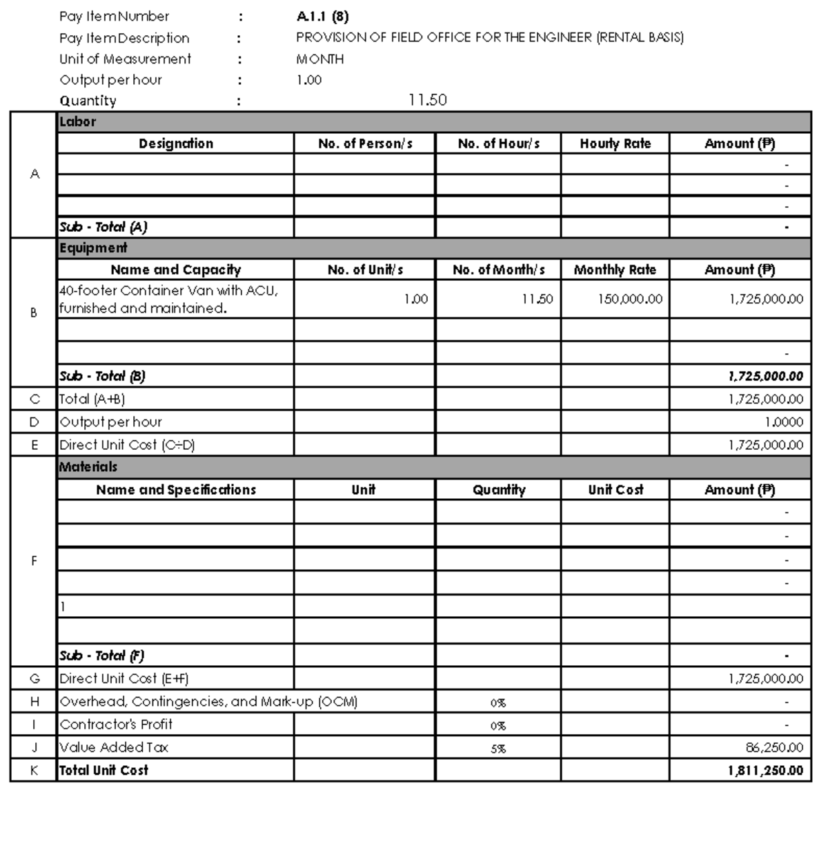 Pay Item Analysis and Cost Breakdown for Civil Works Projects - Studocu
