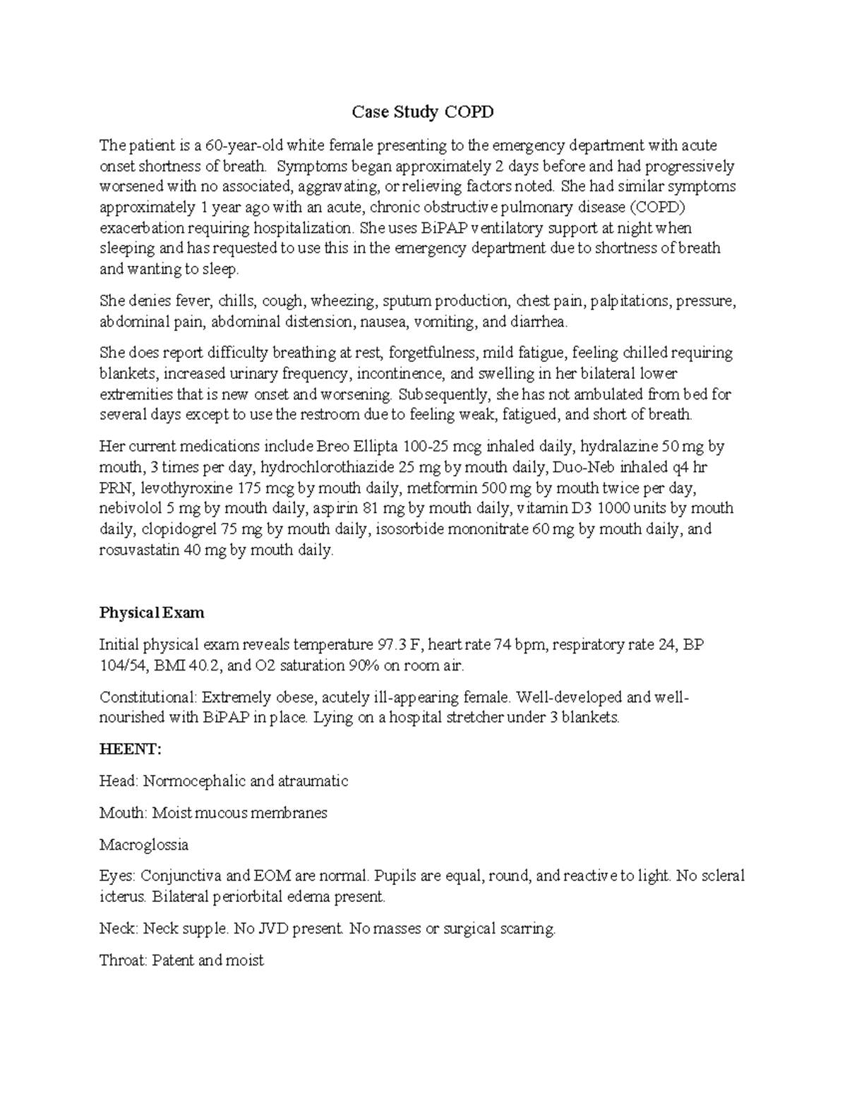 NURS 1355 3.2 Case Study: Acute COPD Exacerbation in ED - Studocu