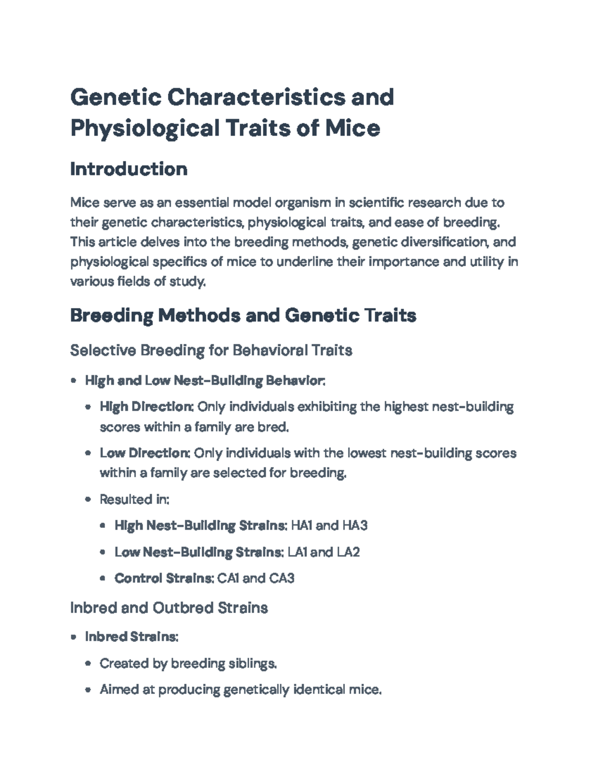 Genetic Traits and Physiology of Mice: Research Insights - Genetic ...