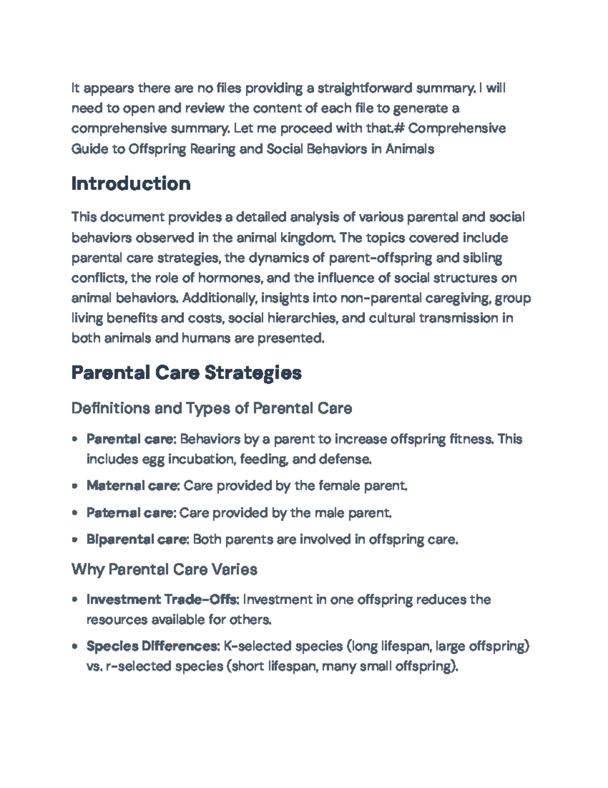 Comprehensive Study of Parental Care & Social Behavior in Animals - It ...