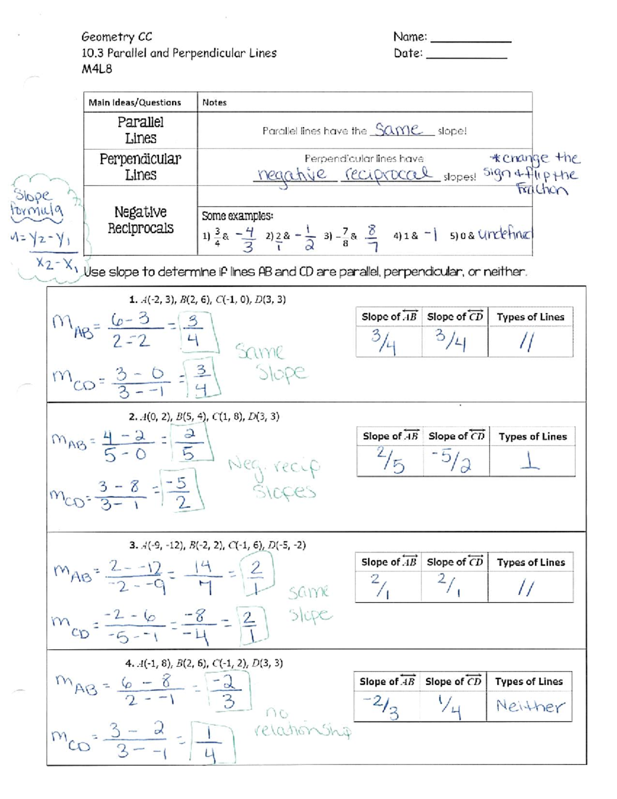 Perpendicular Lines Formula Geometry