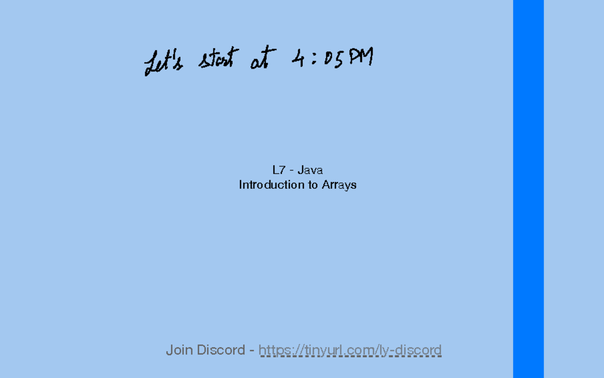 L7 Java - Introduction to Arrays - L7 - Java Introduction to Arrays ...