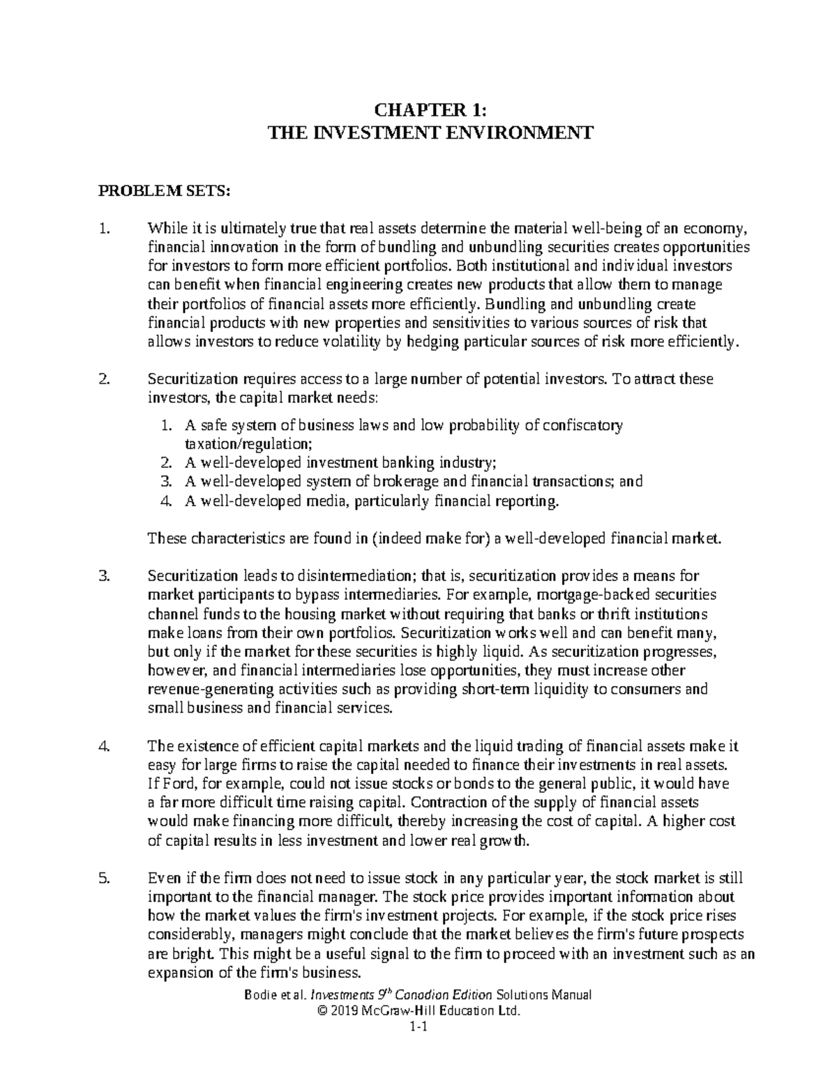 Chapter 1 EOC Answers - CHAPTER 1: THE INVESTMENT ENVIRONMENT PROBLEM ...