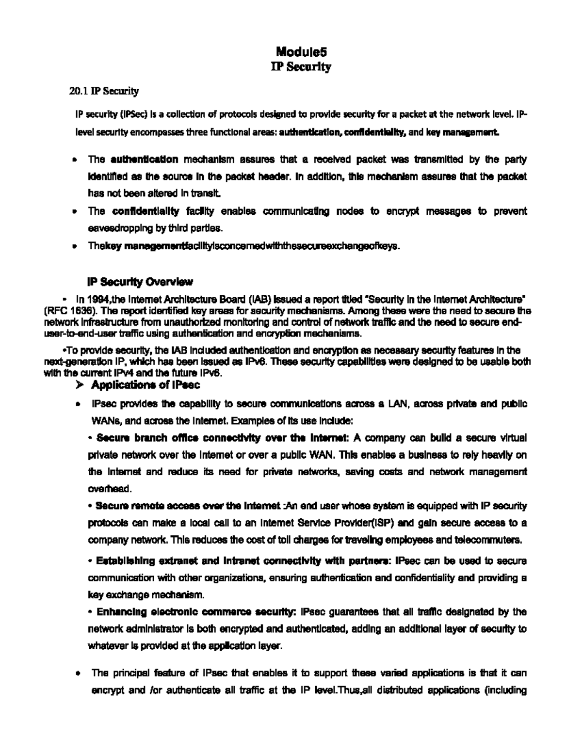 Module 5: Comprehensive Overview of IP Security (IPSec) - Studocu