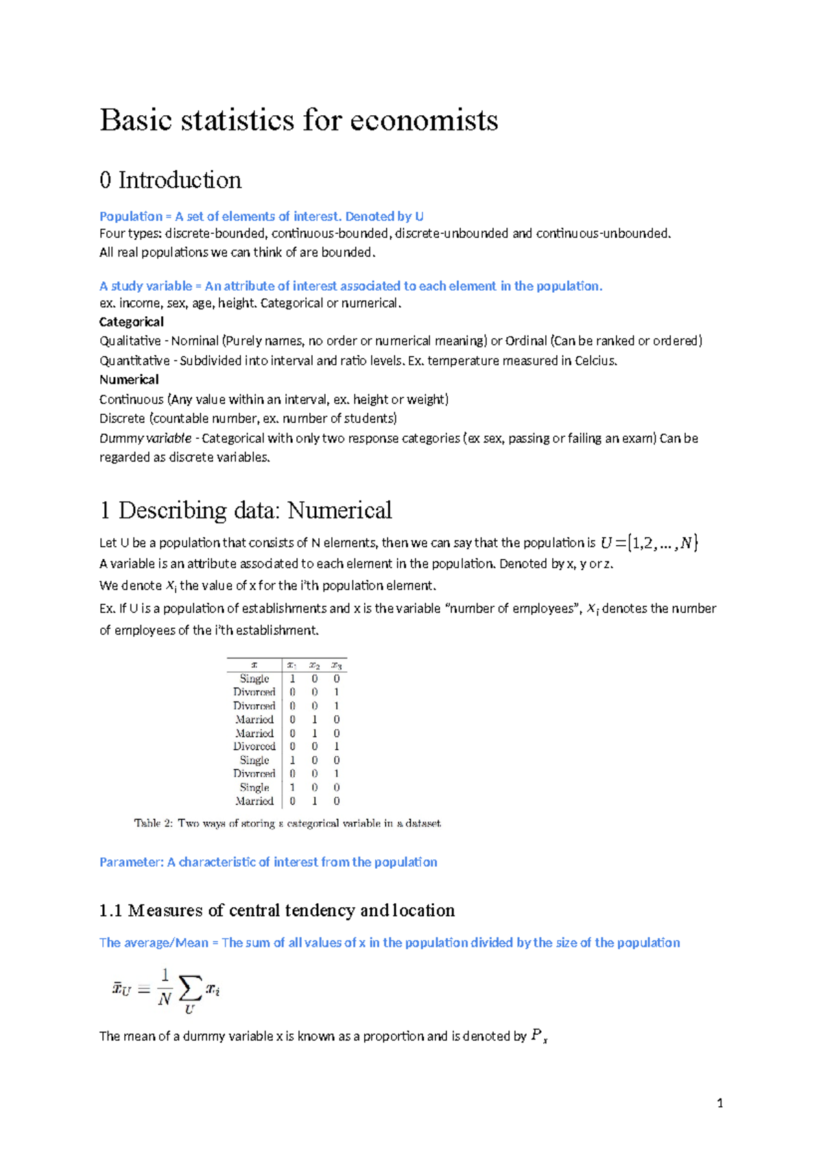 Basic Statistics for Economists: Lecture Notes - Studocu
