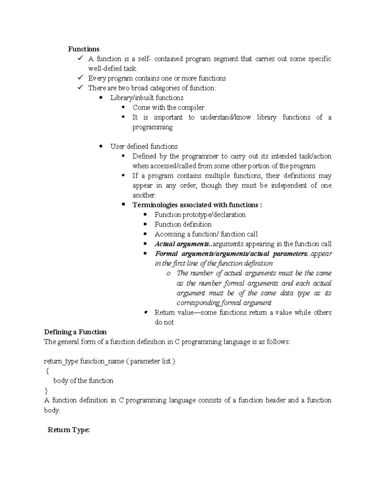 Functions - Well organised - Functions A function is a self- contained ...