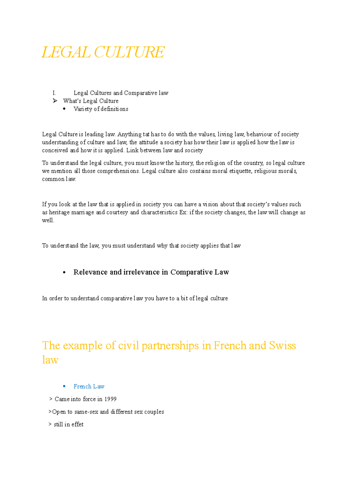 Legal Culture I: Understanding Law and Society (XVII - Cours S1) - Studocu