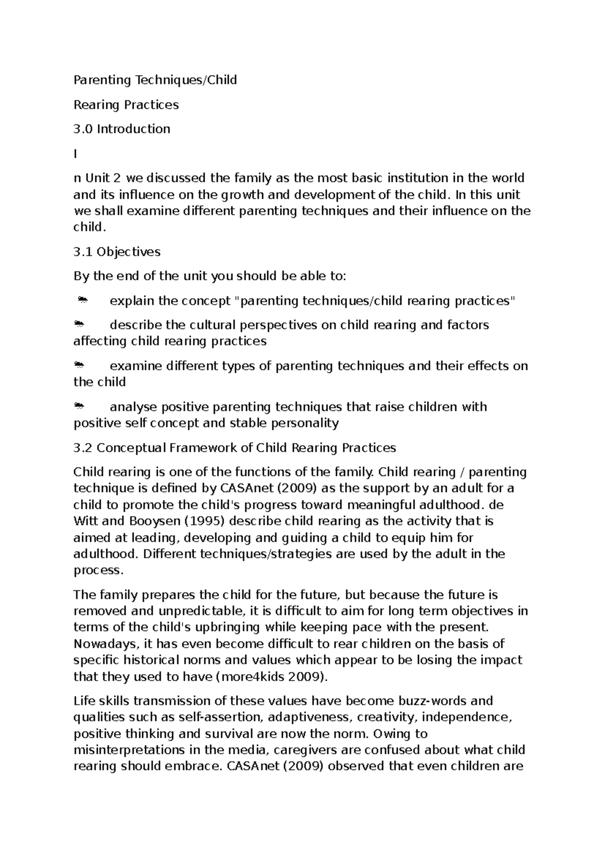 Parenting Techniques and Their Impact on Child Development (Course Code ...