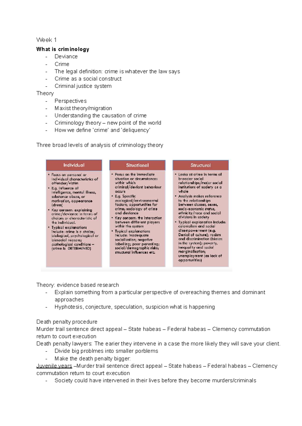 CRIM 101: Comprehensive Criminology Notes - Weeks 1 to 5 Overview - Studocu