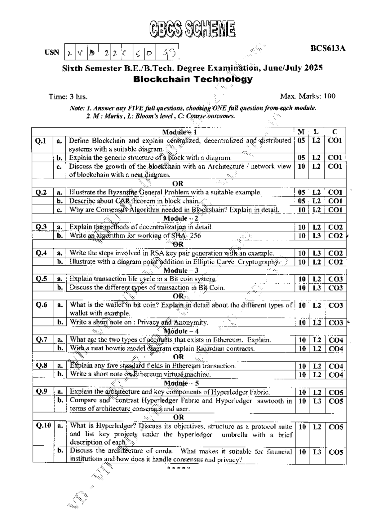 BCS613A - Blockchain Technology Final Exam Notes - Studocu