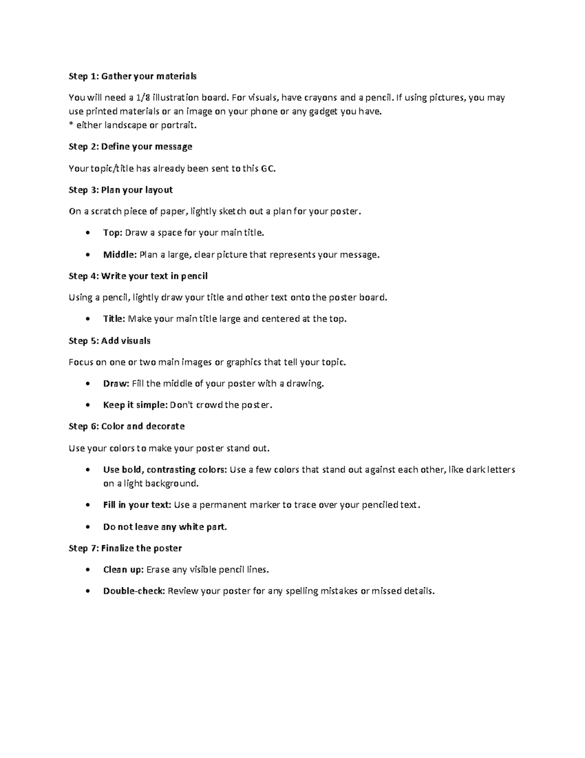 Complete Instructions for Creating a Poster - Studocu