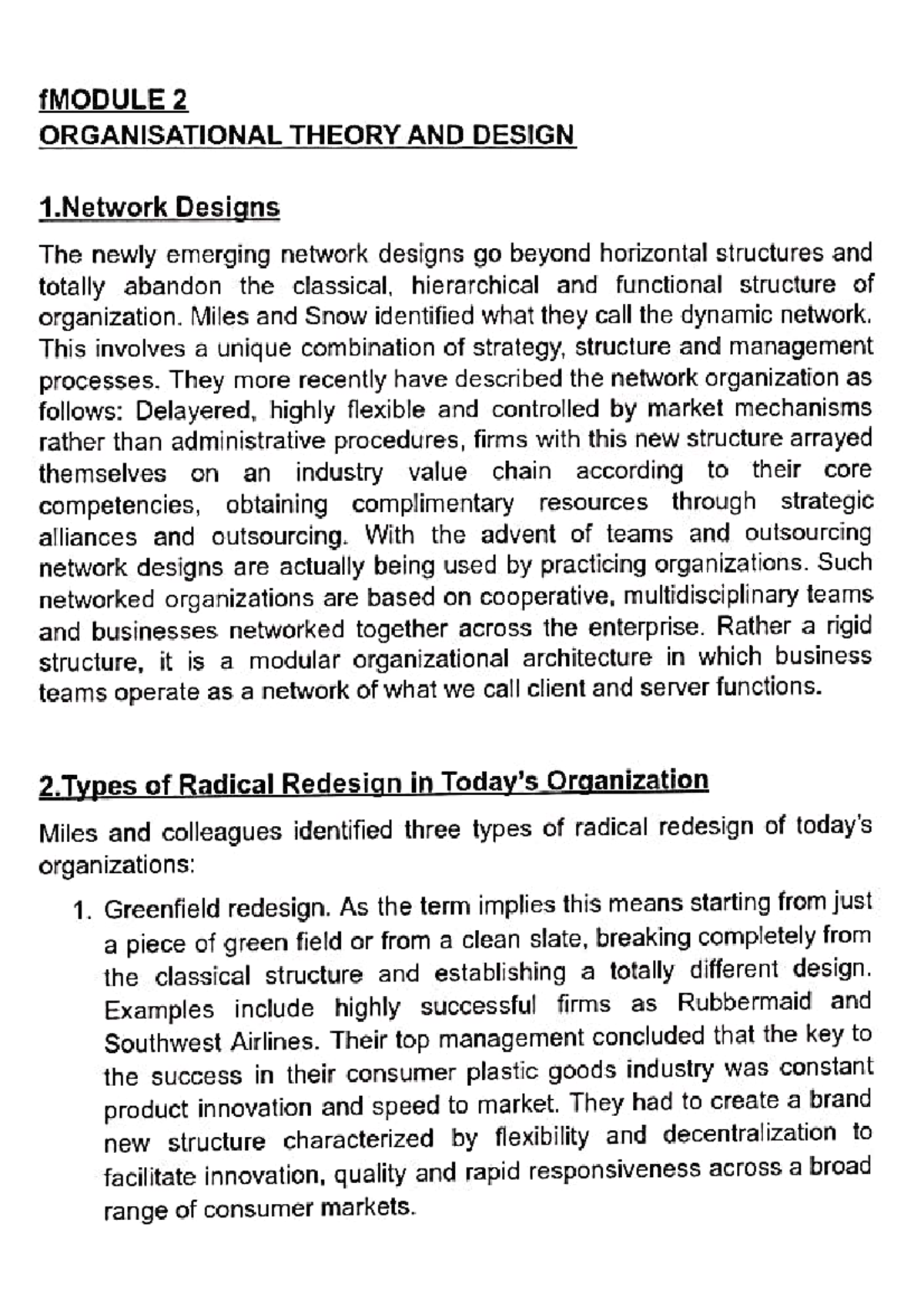 Ob module 2 question and answer - fMODULE 2 ORGANISATIONAL THEORY AND ...