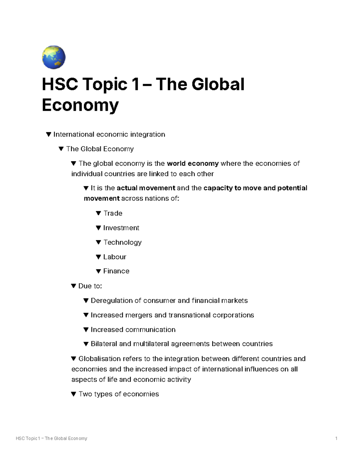 HSC Topic 1 – The Global Economy - 🌏 HSC Topic 1 – The Global Economy ...