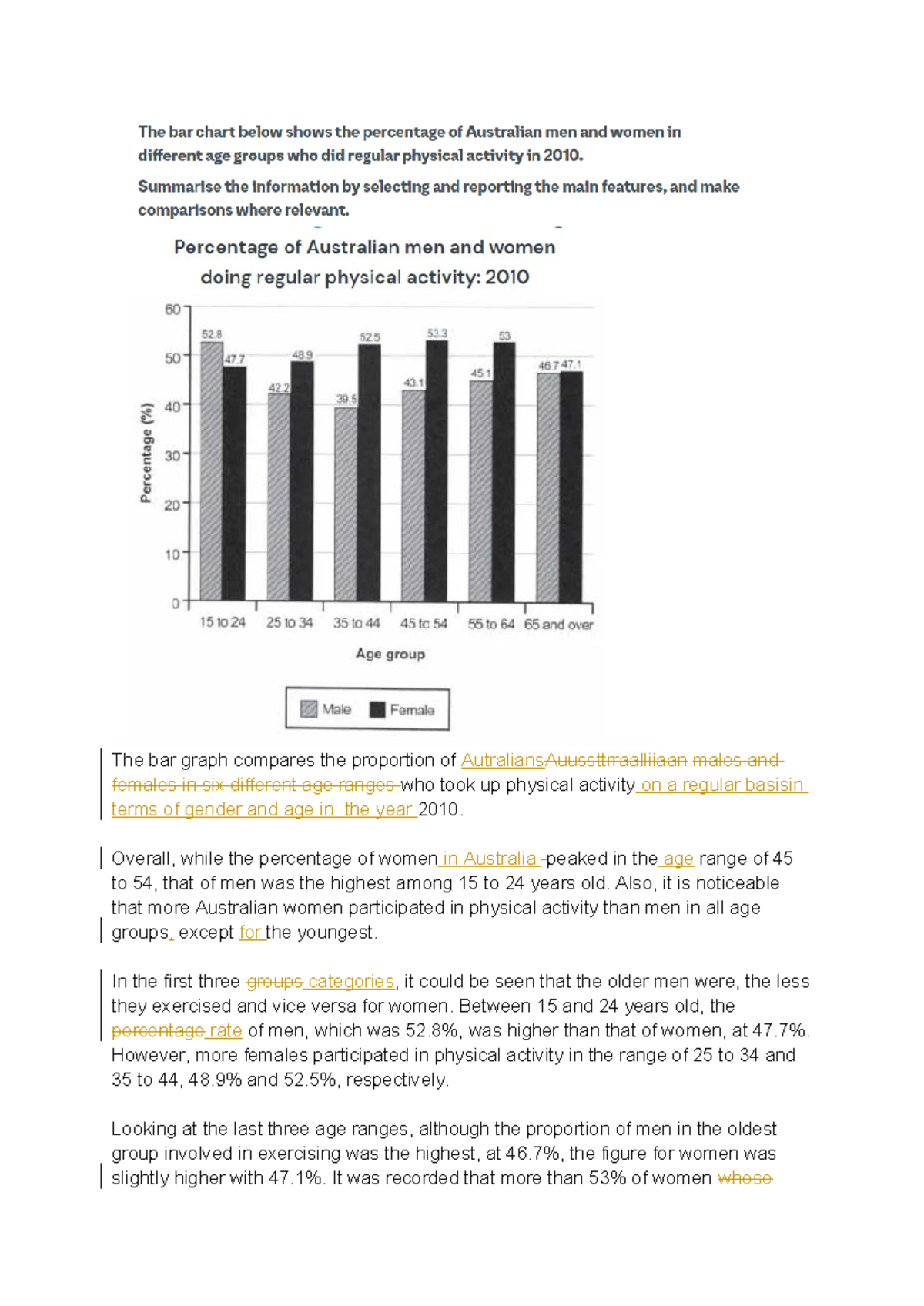 Physical Activity Trends in Australia by Age & Gender (2010) - Studocu