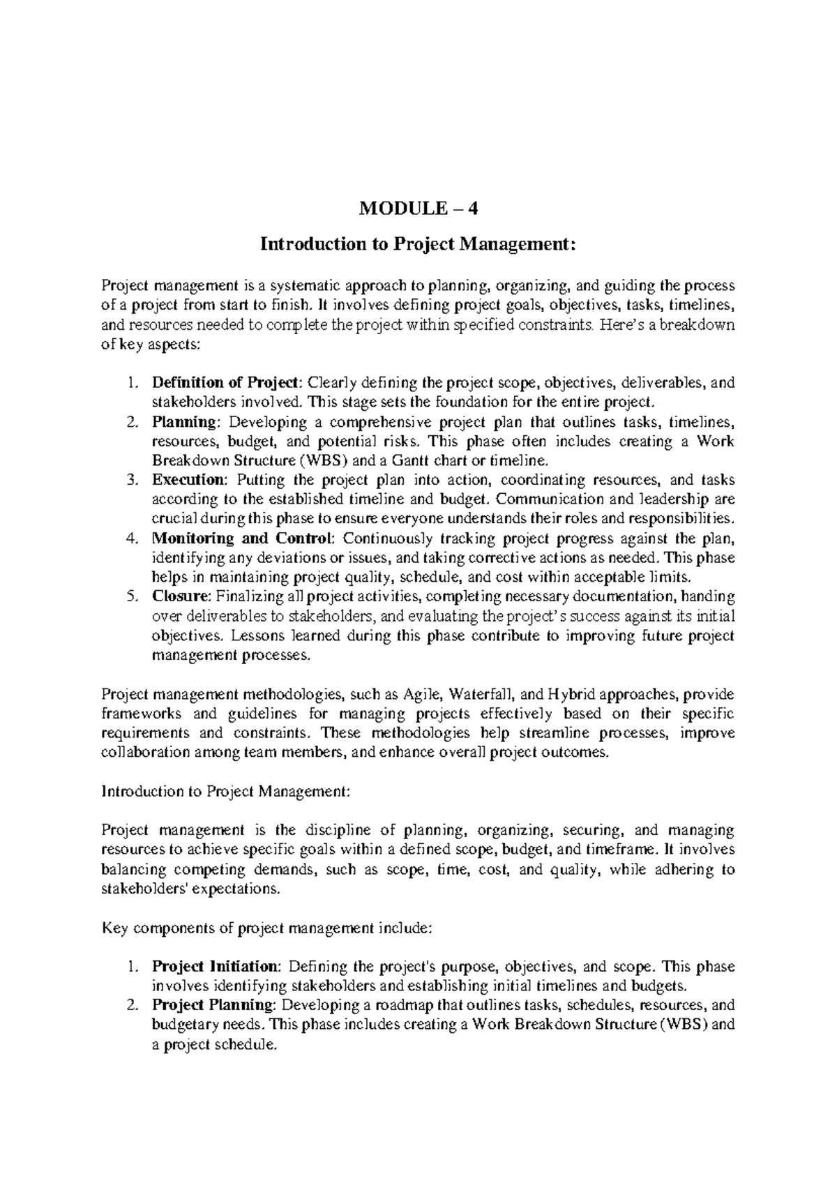 Module 4 SE - Comprehensive Software Engineering Notes on Project ...