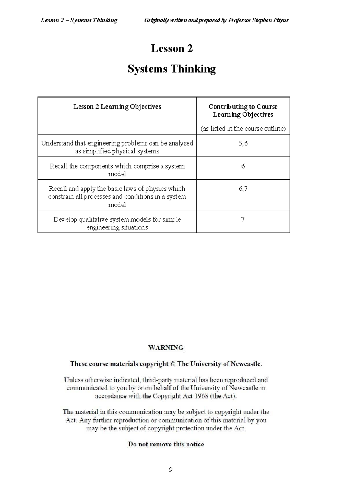 Lesson 2: Systems Thinking in Engineering Analysis (ENGR 101) - Studocu
