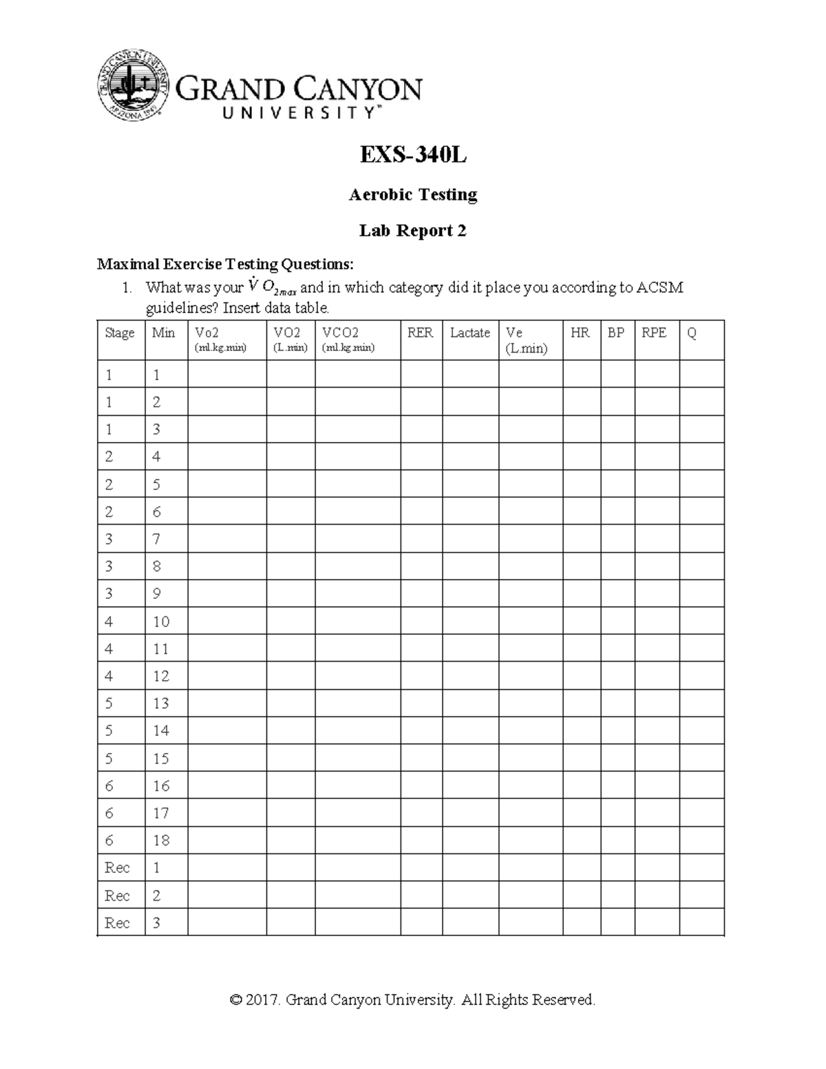 EXS 340L Aerobic & Anaerobic Testing Lab Report 2 Insights - Studocu