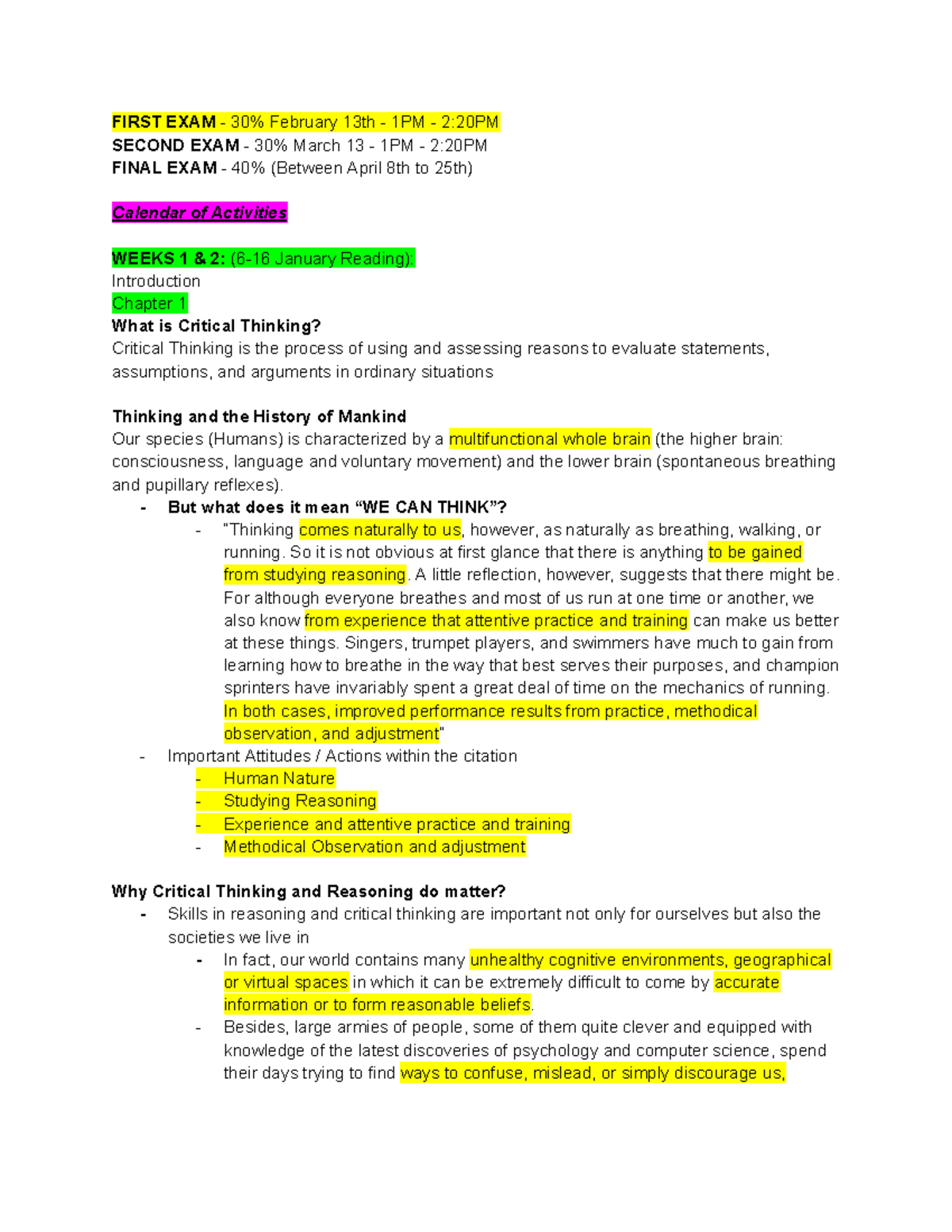 Phil1101 - chapters 1 to 5 critical thinking and reasoning notes - Studocu