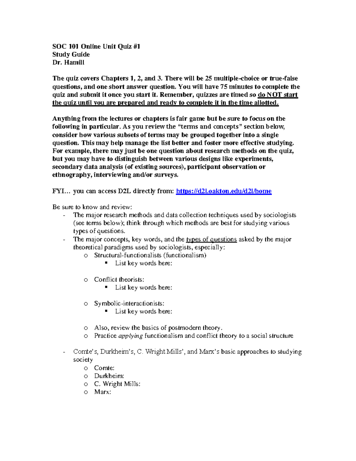 SOC 101 Final Quiz Study Guide for Units 1-3 - Studocu