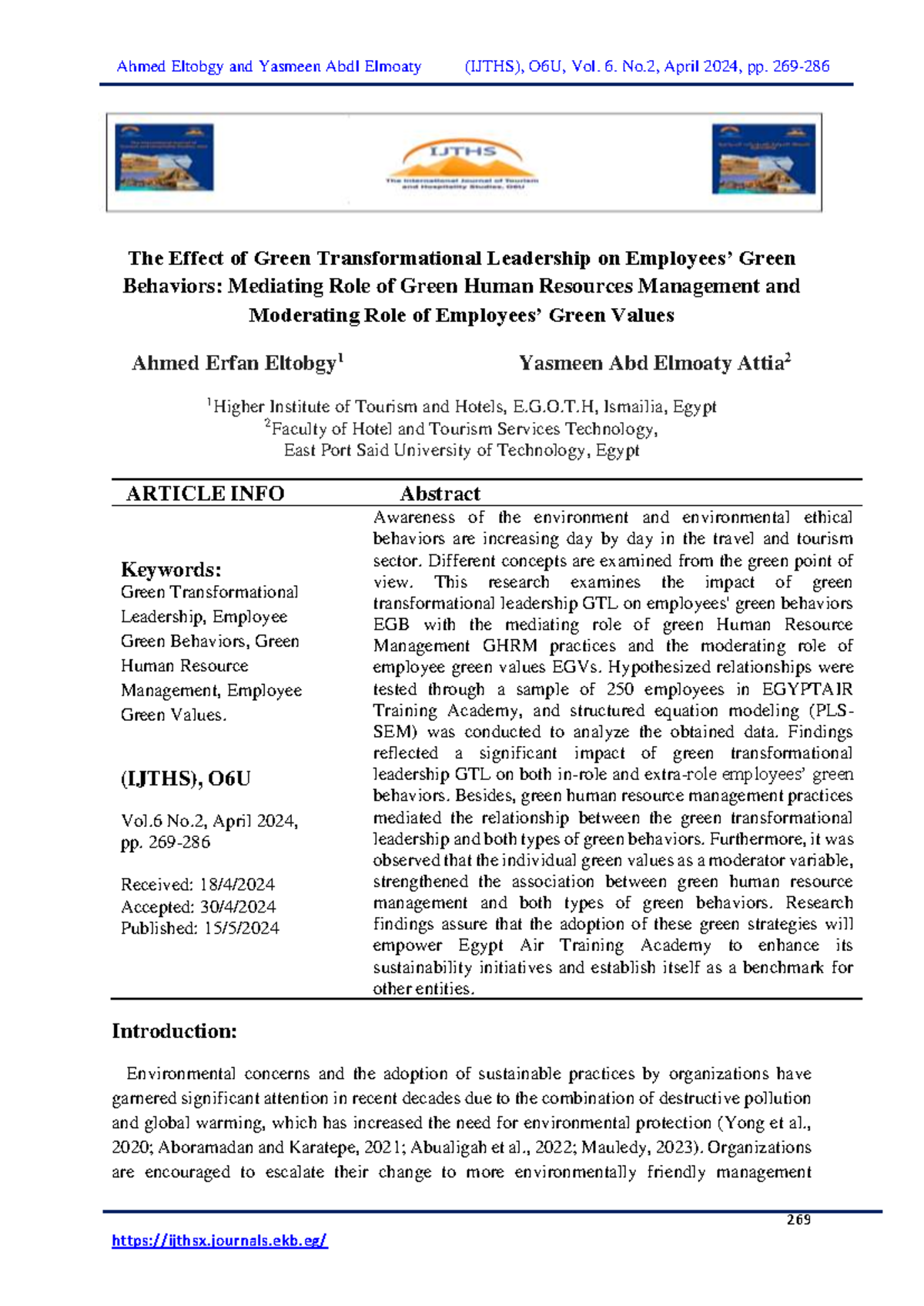 The Impact of Green Transformational Leadership on Employee Green ...