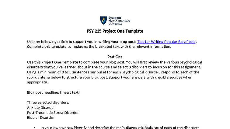 PSY 215 Project One: Blog Post on Anxiety, PTSD, and Bipolar Disorders ...