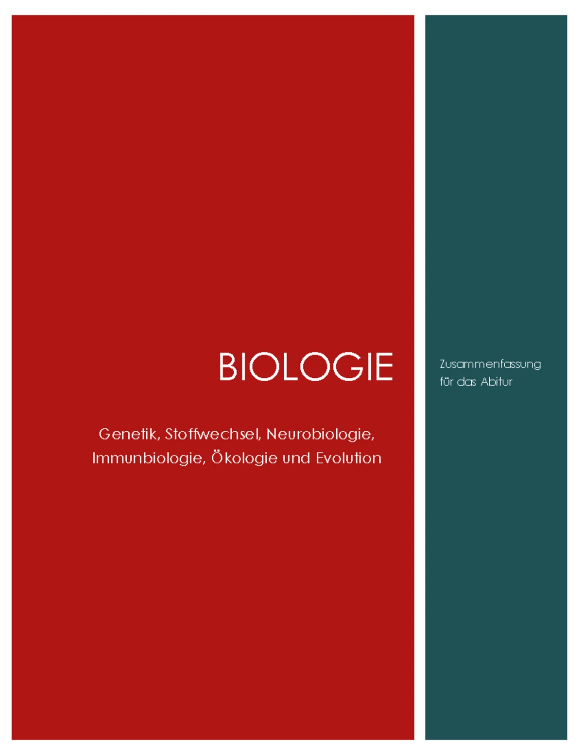 BIO ABI - Eine vollständige Abitur-Zusammenfassung fürs Jahr 2022