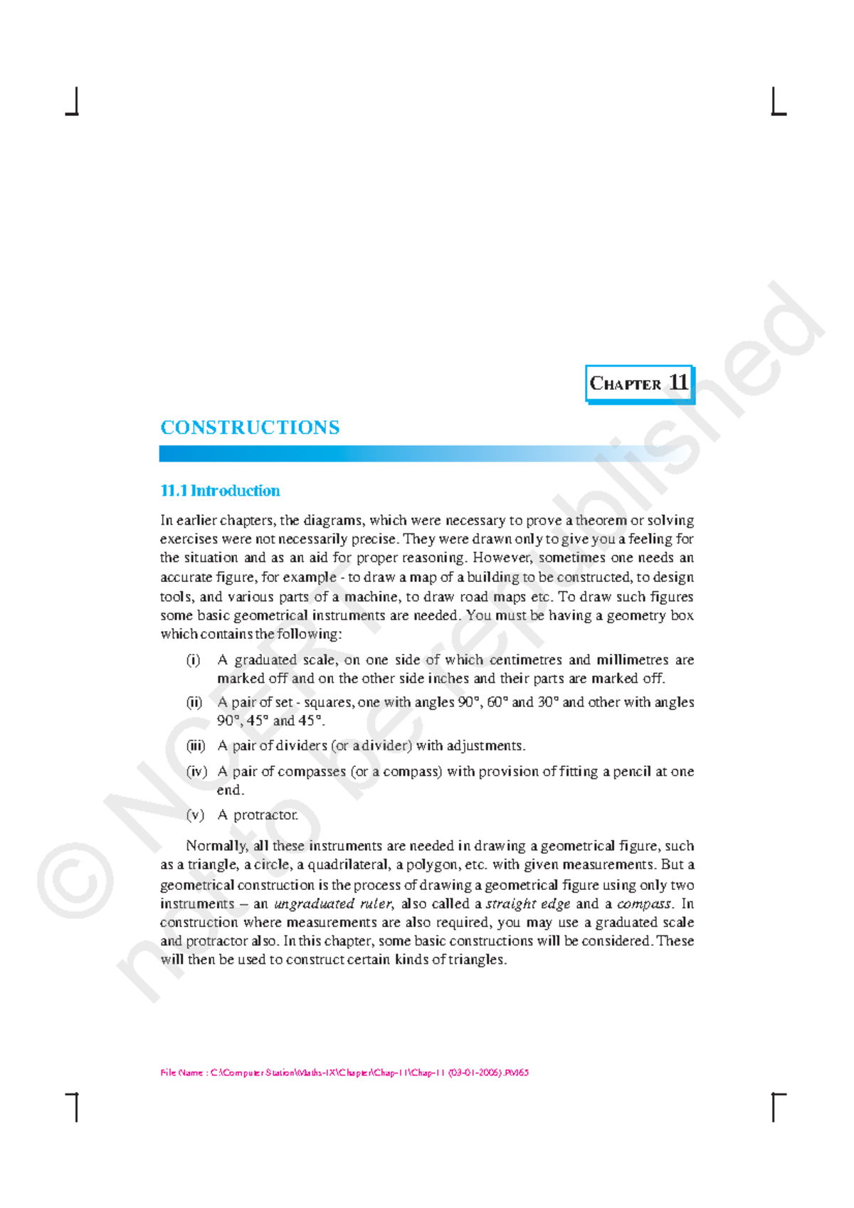 Maths 11 - the math baisc - 188 M ATHEMATICS CHAPTER 11 CONSTRUCTIONS ...