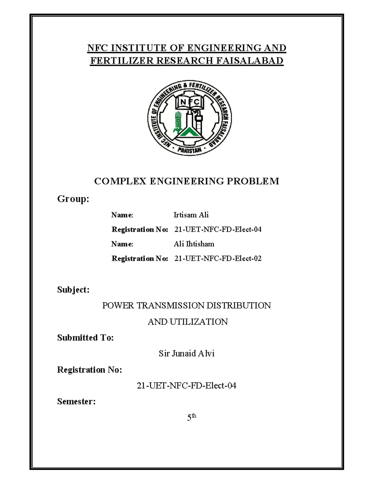 Complex Engineering Problem Report: Design of HD Transmission Sys (EE ...