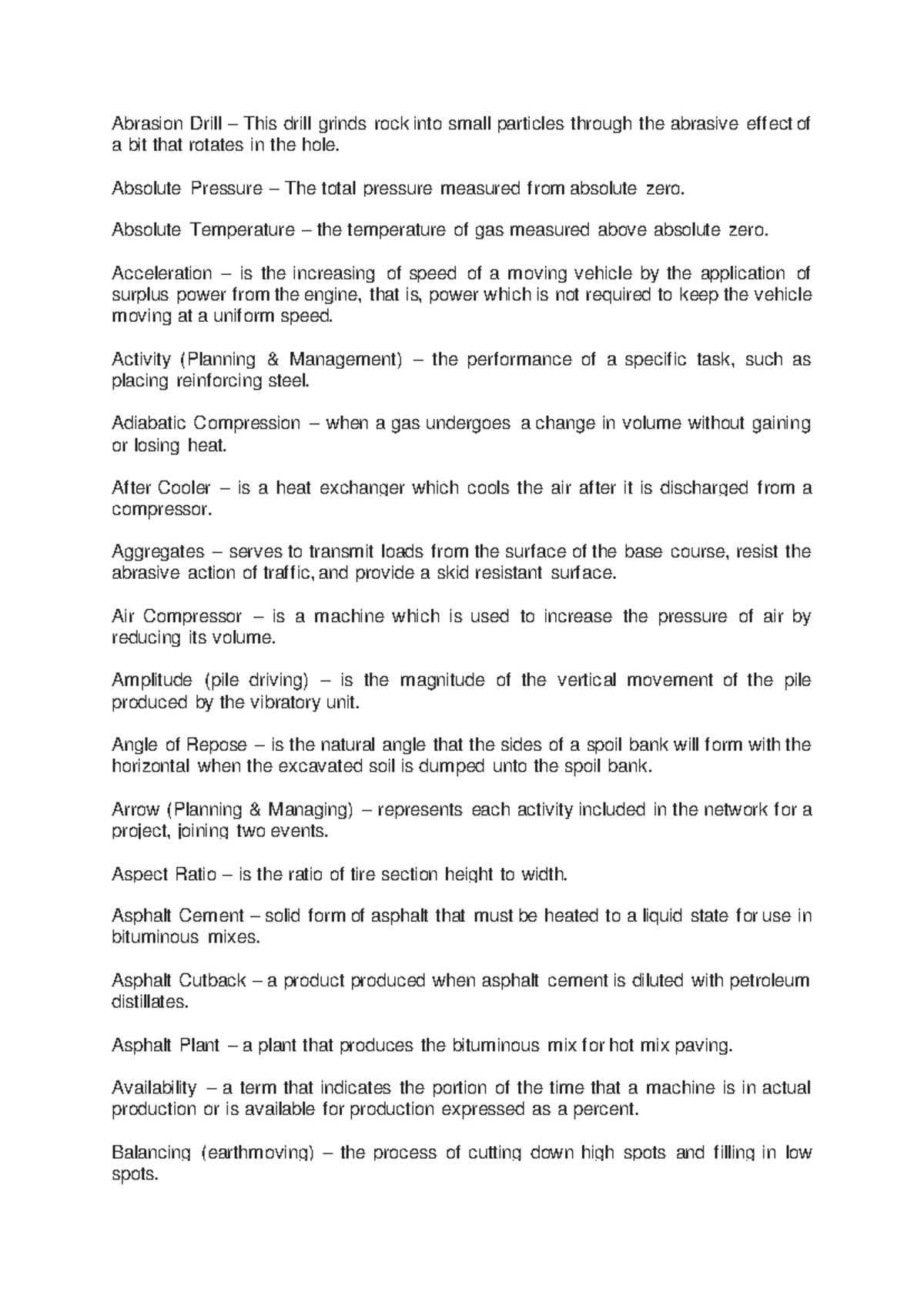 Terms and Definitions for Construction Engineering (CE 101) - Studocu