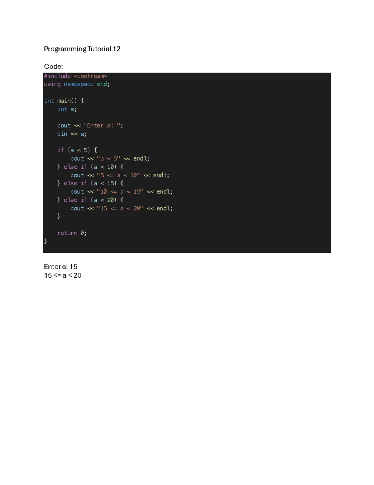 Programming Tutorial 12 - Studocu