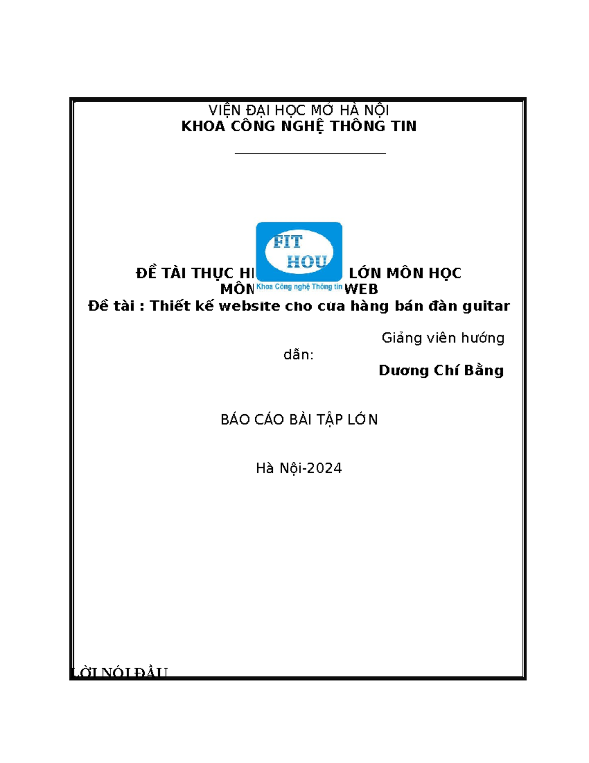 Thiết Kế Website Bán Guitar - BTL Khoa CNTT - Studocu