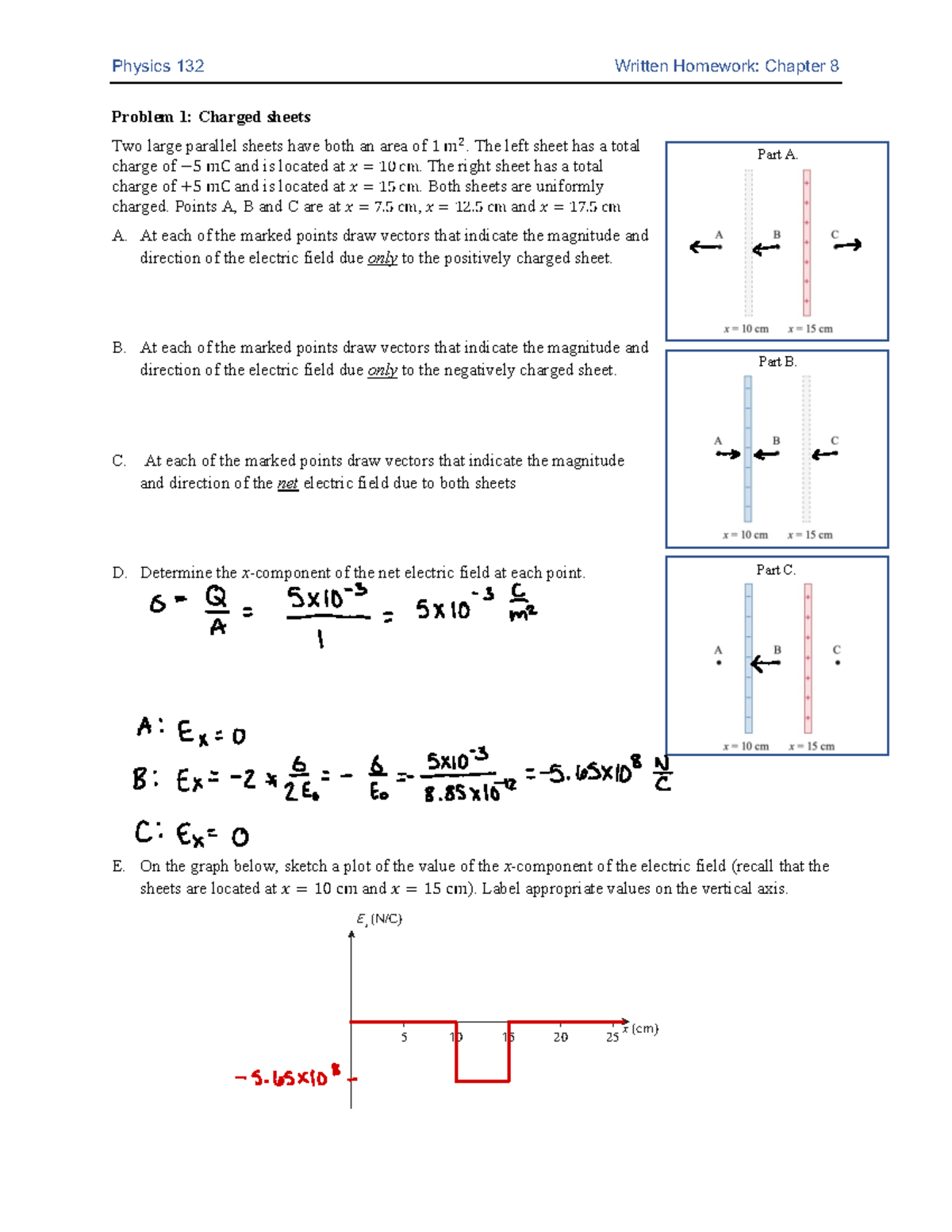 Physics 132 Homework: Electric Fields in Chapter 8 Analysis - Studocu