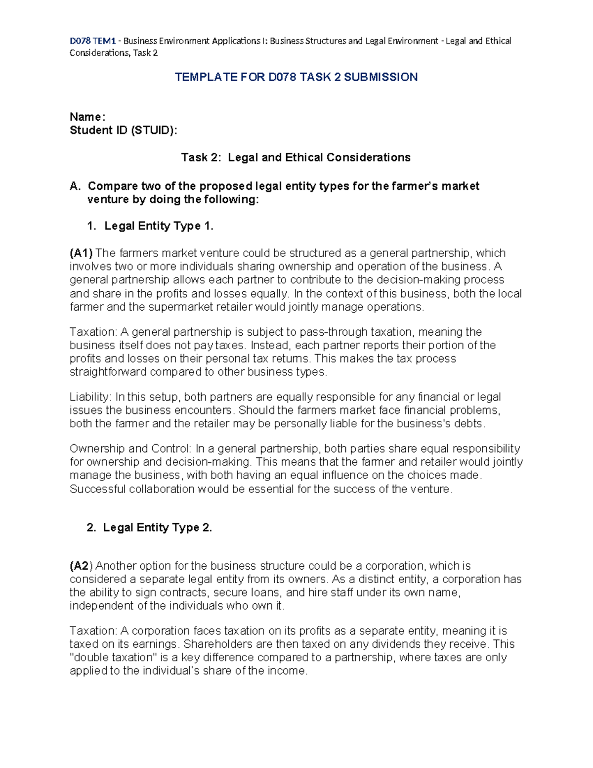 D078task2 - 1 revision - D078 TEM1 - Business Environment Applications ...