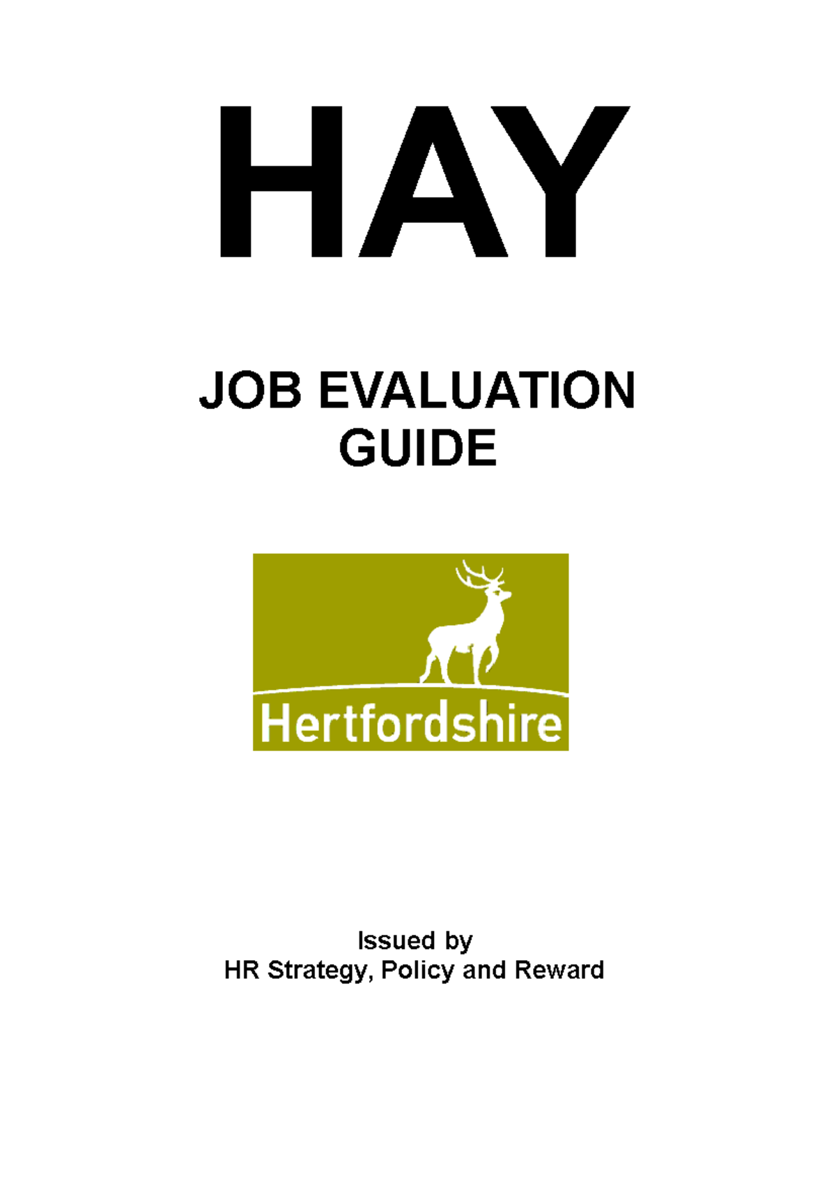 HAY Job Evaluation Guidance Document for HR Professionals - Studocu