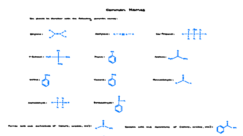 Common Names in Organic Chemistry: Key Compounds and Derivatives - Studocu