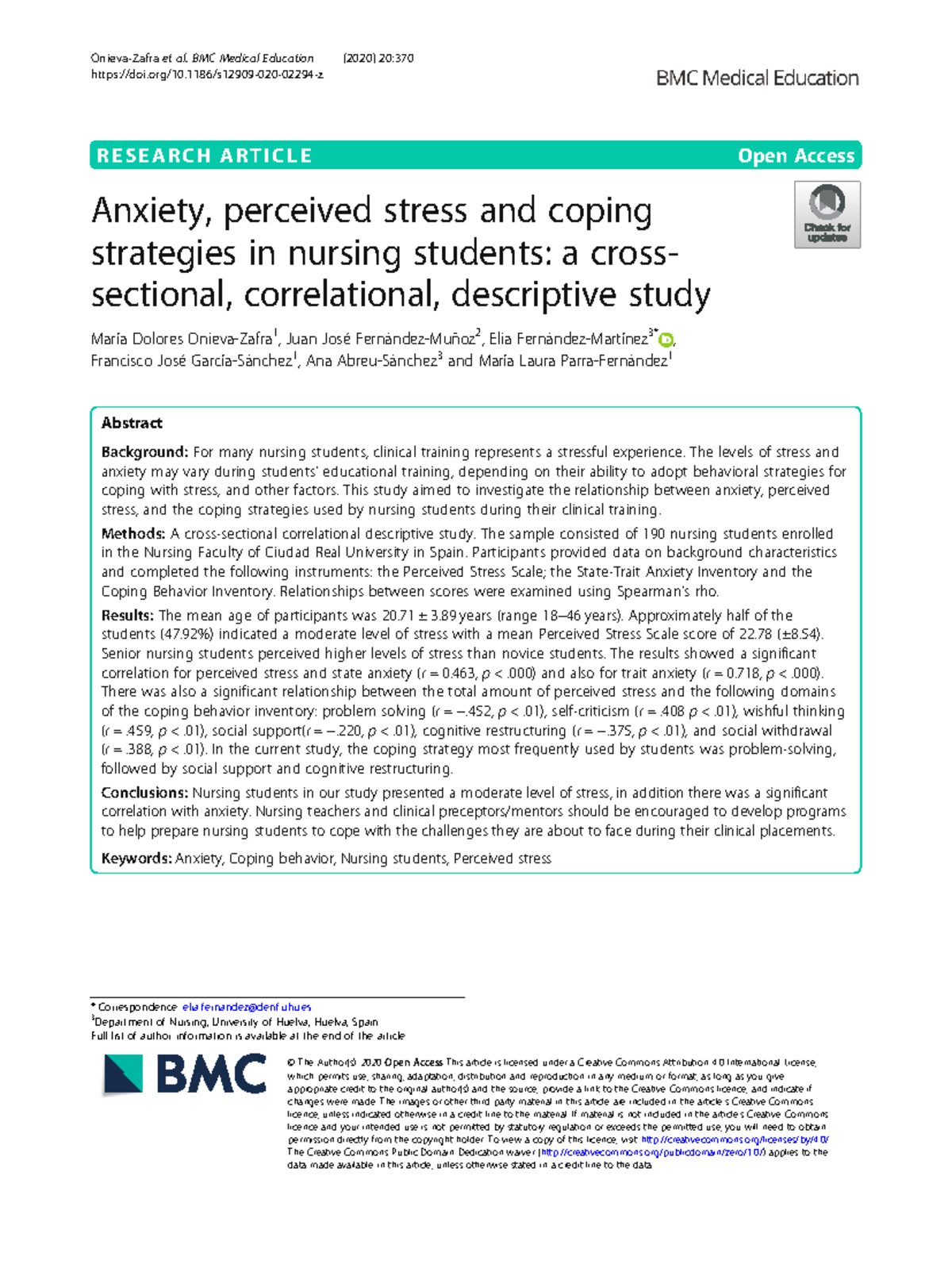 Anxiety, Stress, and Coping Strategies in Nursing Students: A ...