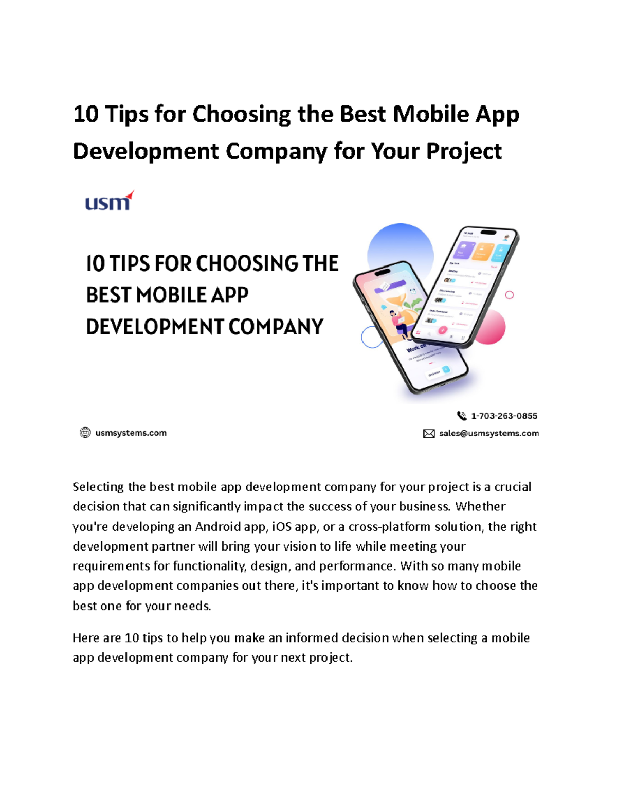 10 Tips for Choosing the Best Mobile App Development Company for Your ...