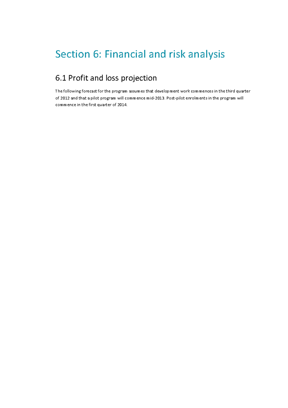 Financial and Risk Analysis: Profit & Loss Projections and Mitigation ...