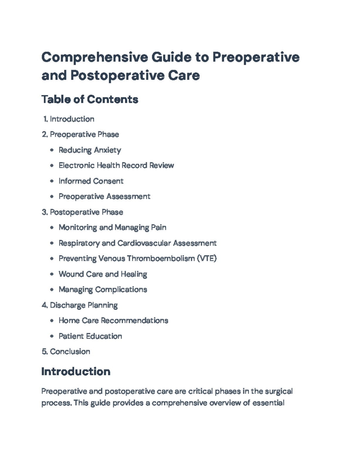 Comprehensive Guide to Preoperative and Postoperative Care - This guide ...