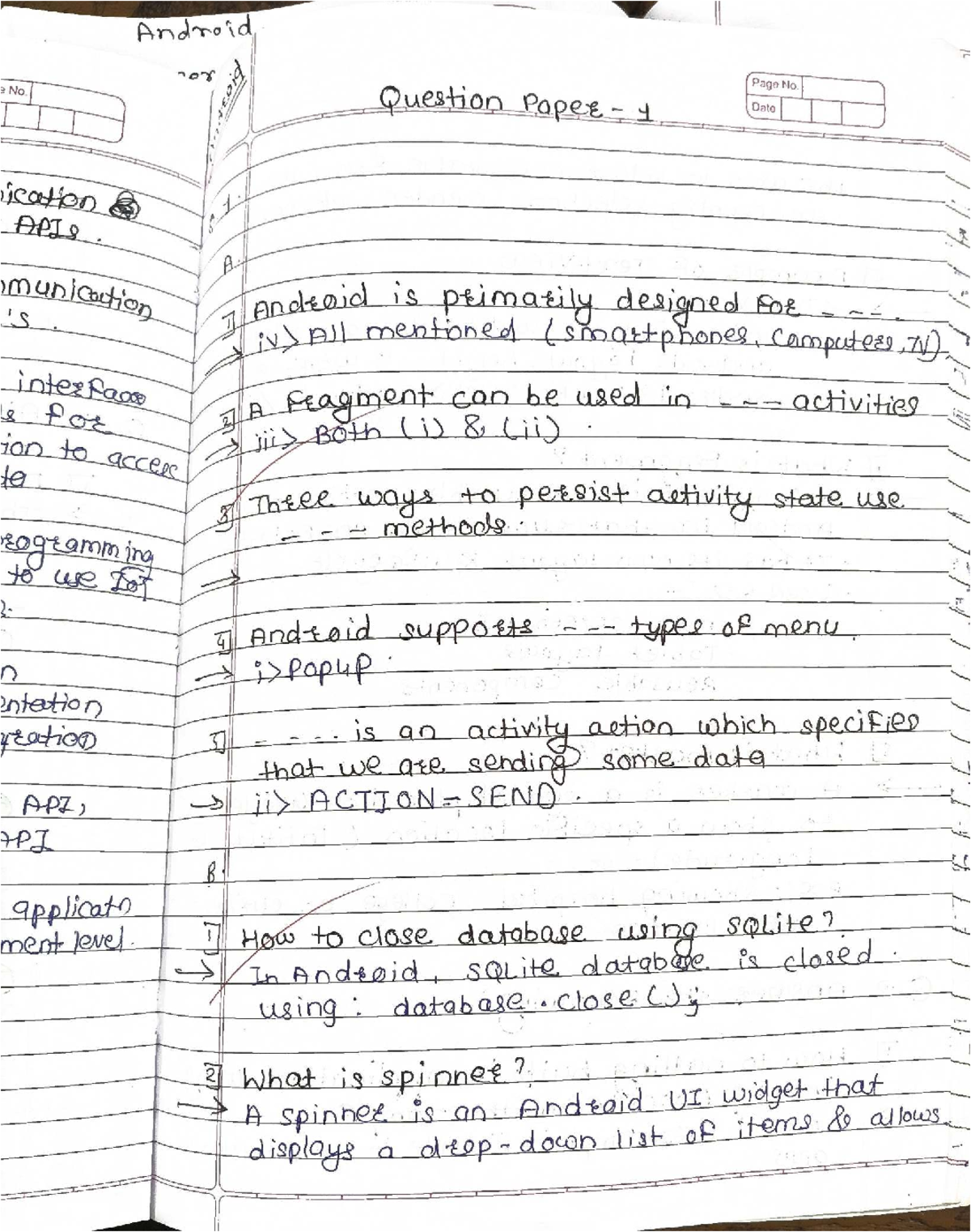 Android Communication II: Key Concepts and APIs - Question Paper 1 ...