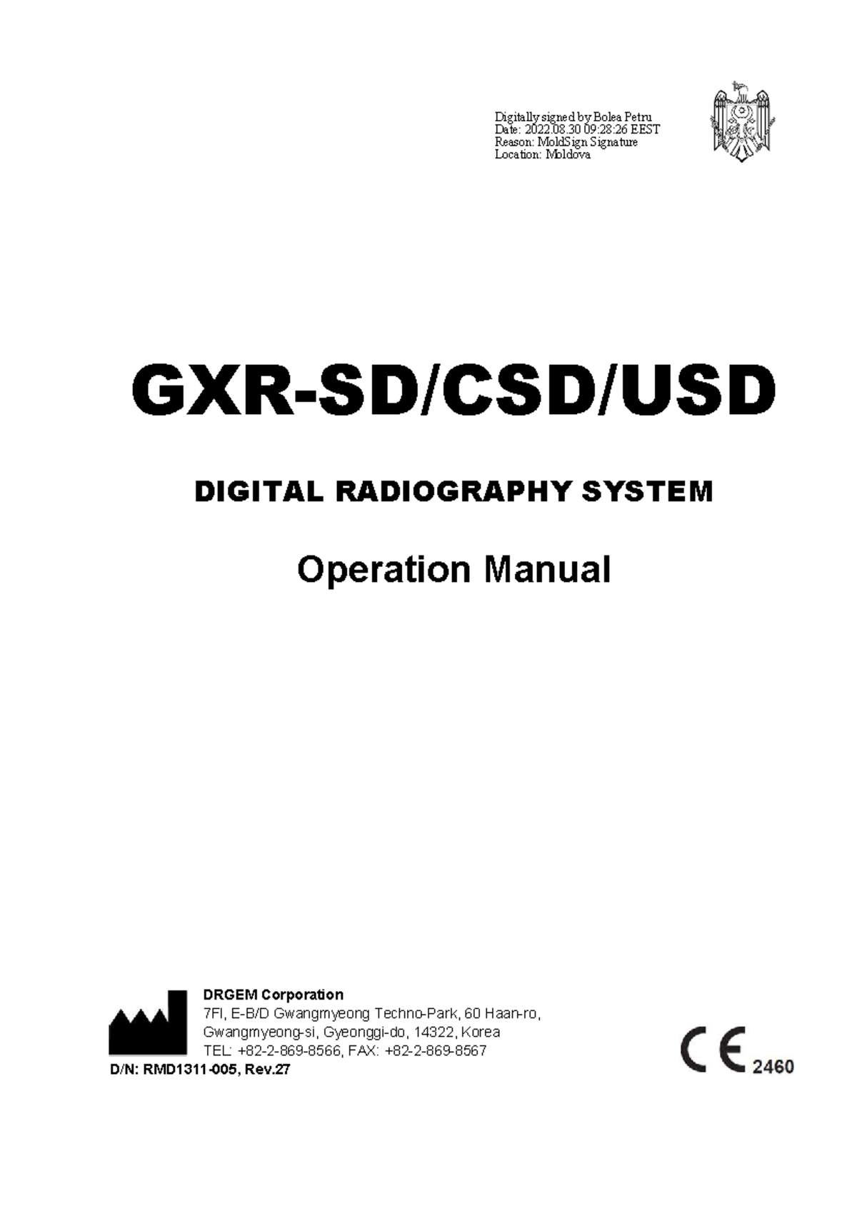 Operation Manual for GXR RAD System (Rev. 27) - Studocu